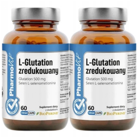 Pharmovit L-Glutation zredukowany 500 mg + Selen + BioPerine® – suplement antyoksydacyjny – 60 kapsułek Vege
