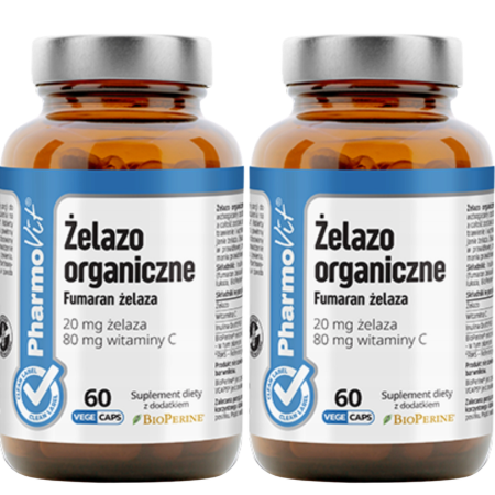 Żelazo organiczne 20 mg Clean Label Pharmovit – suplement diety VEGE, 60 kapsułek