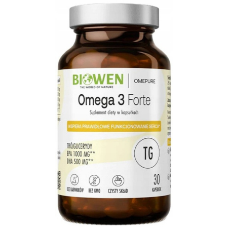 Biowen Omega 3 Forte 1000 mg EPA 500 mg DHA 30 kapsułek olej rybi TG