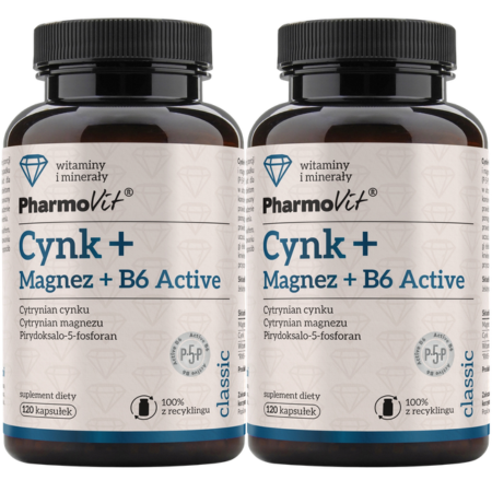 Pharmovit Cynk Magnez B6 Active – kapsułki z cytrynianami i P-5-P