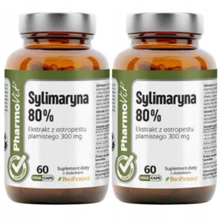 Pharmovit Clean Label Sylimaryna 80% – Ostropest plamisty + BioPerine® 60 kapsułek Vege na wątrobę i detoks