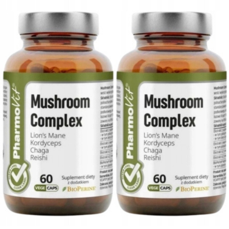 Mushroom Complex – suplement diety z soplówką jeżowatą, reishi, chagą i kordycepsem, kapsułki roślinne, 60 szt., zdroweodzywki.pl