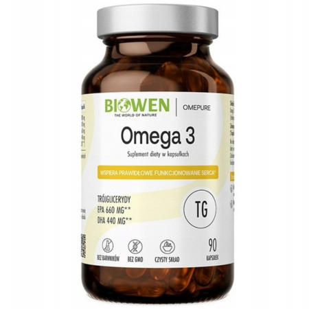 Biowen Omega 3 EPA 660 mg DHA 440 mg 90 kapsułek z oleju z sardeli peruwiańskiej