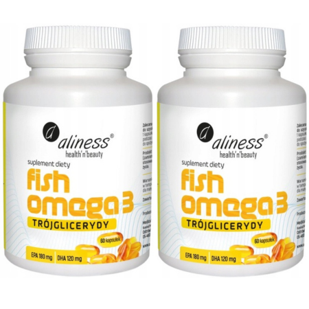 Aliness Fish Omega 3 Trójglicerydy EPA 180 mg DHA 120 mg 60 kapsułek suplement diety