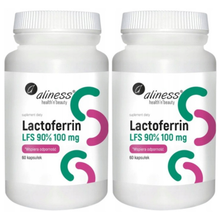 Lactoferrin LFS 95% 100 mg Aliness – suplement diety z bioaktywną laktoferyną i witaminą C – wsparcie odporności i równowagi żelaza