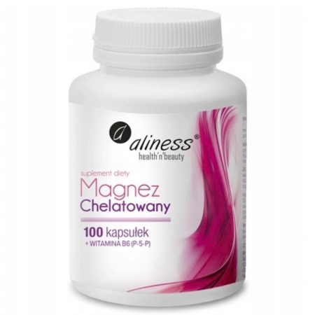 Aliness Magnez Chelatowany Diglicynian + Witamina B6 P-5-P 100 kapsułek suplement diety