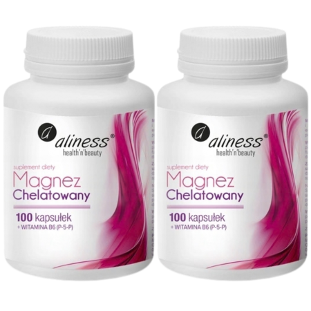 Aliness Magnez Chelatowany Diglicynian + Witamina B6 P-5-P 100 kapsułek suplement diety