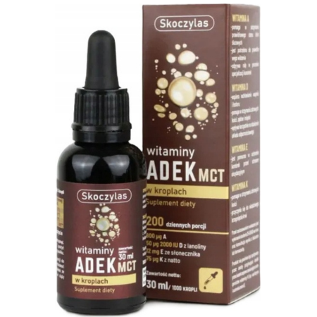 Skoczylas Witaminy ADEK MCT w Kroplach 30 ml – witaminy A D3 E K2 MK-7 w oleju MCT