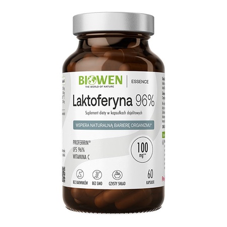 Biowen Laktoferyna 96% 100 mg – 60 kapsułek DR, szklany słoik