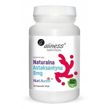 Aliness NatAxtin 8 mg naturalna astaksantyna z alg Haematococcus pluvialis – 60 kapsułek miękkich, superantyoksydant