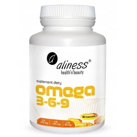 Omega 3-6-9 Aliness 90 kapsułek – naturalne kwasy tłuszczowe omega-3, omega-6, omega-9 z ryb, lnu i słonecznika