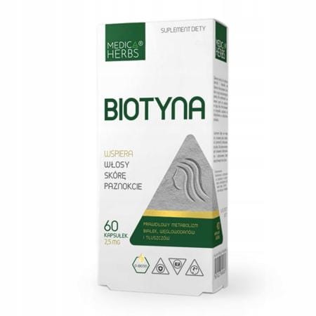 Biotyna 2,5 mg 60 kapsułek Medica Herbs – suplement diety na włosy, skórę i paznokcie