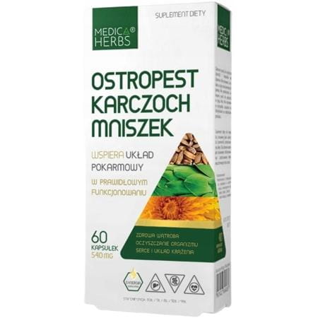 ostropest karczoch mniszek medica herbs – suplement na wątrobę i trawienie 60 kapsułek