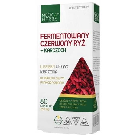 Fermentowany Czerwony Ryż + Karczoch 80 kapsułek Medica Herbs – suplement wspierający cholesterol i układ krążenia