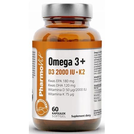 Omega 3 + D3 2000 IU + K2 MK-7 Pharmovit – suplement diety kapsułki