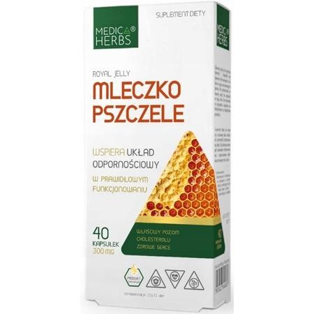 Mleczko Pszczele 300 mg 40 kapsułek Medica Herbs – suplement diety na odporność i witalność