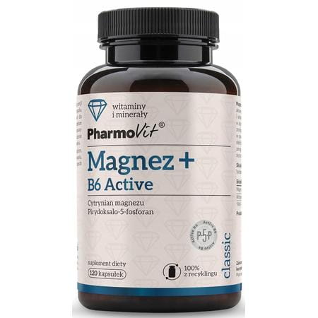Pharmovit Magnez + B6 Active – cytrynian magnezu i witamina B6 P-5-P w kapsułkach