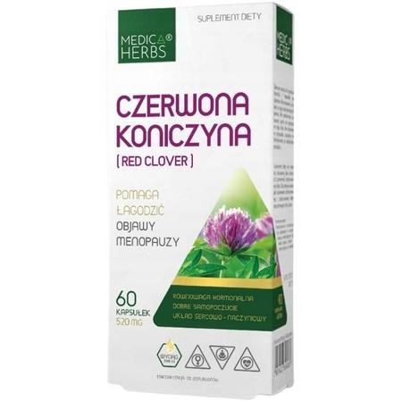 Czerwona Koniczyna (Red Clover) 520 mg 60 kapsułek Medica Herbs – suplement wspierający menopauzę i równowagę hormonalną