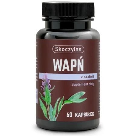 Skoczylas WAPŃ z szałwią 60 kapsułek – suplement diety zawierający wapń oraz ekstrakt z szałwii, wspierający zdrowie kości, zębów i równowagę hormonalną.          Zapytaj ChatGPT