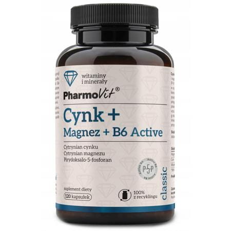 Pharmovit Cynk Magnez B6 Active – kapsułki z cytrynianami i P-5-P